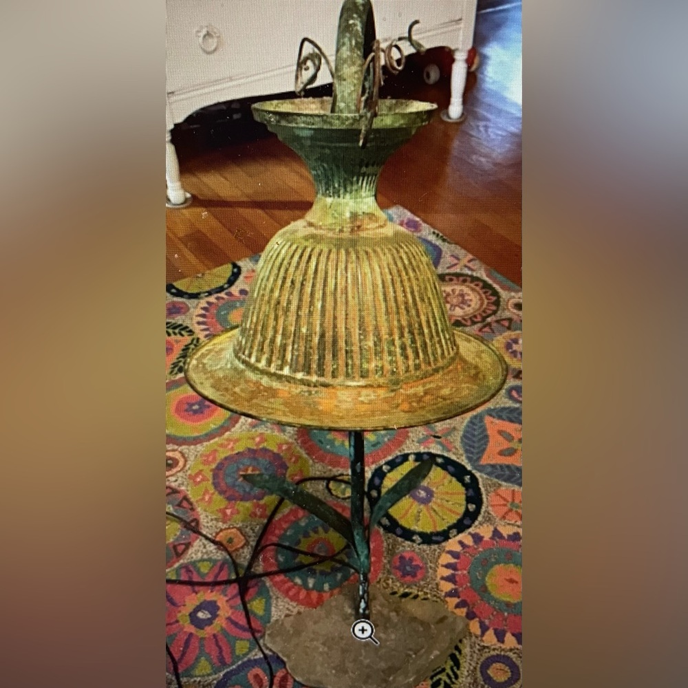 Beautiful Verdigris Style Table Lamp with Rick Base